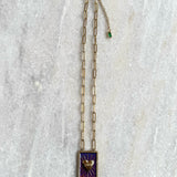 Ketting met paarse bedel en hart kopen | Stainless Steel ketting kopen | BY BLOOM sieraden