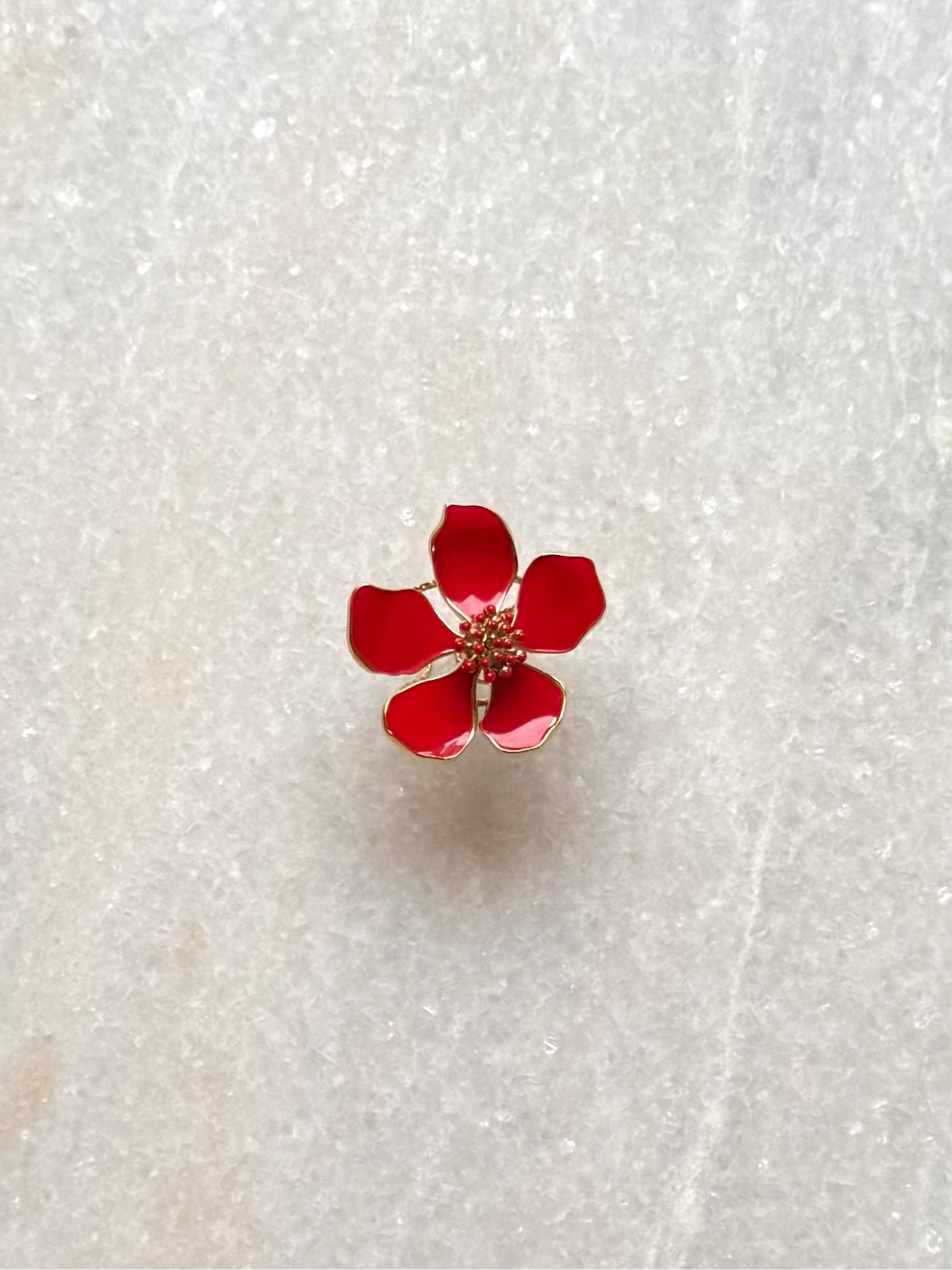 Ring met rode bloem | Bloemen ring | Stainless Steel flower ring | BY BLOOM ring online kopen