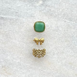 Gouden ring met groene natuursteen | Roestvrijstalen ring online kopen | BY BLOOM sieraden
