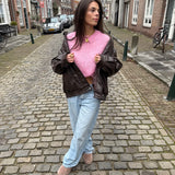Lichtroze Mohair top kopen | Gebreide lichtroze trui kopen | Dameskleding kopen online | BY BLOOM
