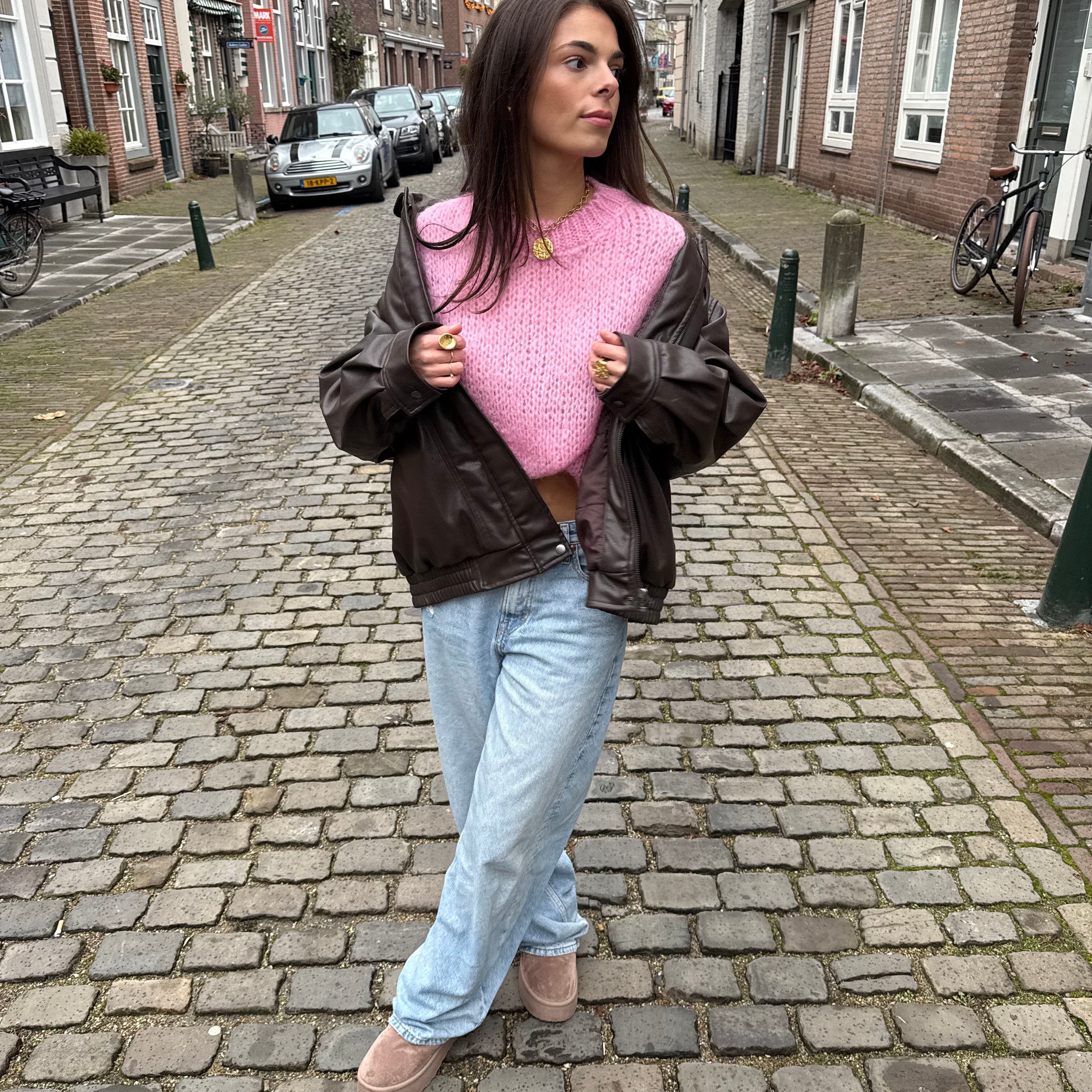 Lichtroze Mohair top kopen | Gebreide lichtroze trui kopen | Dameskleding kopen online | BY BLOOM