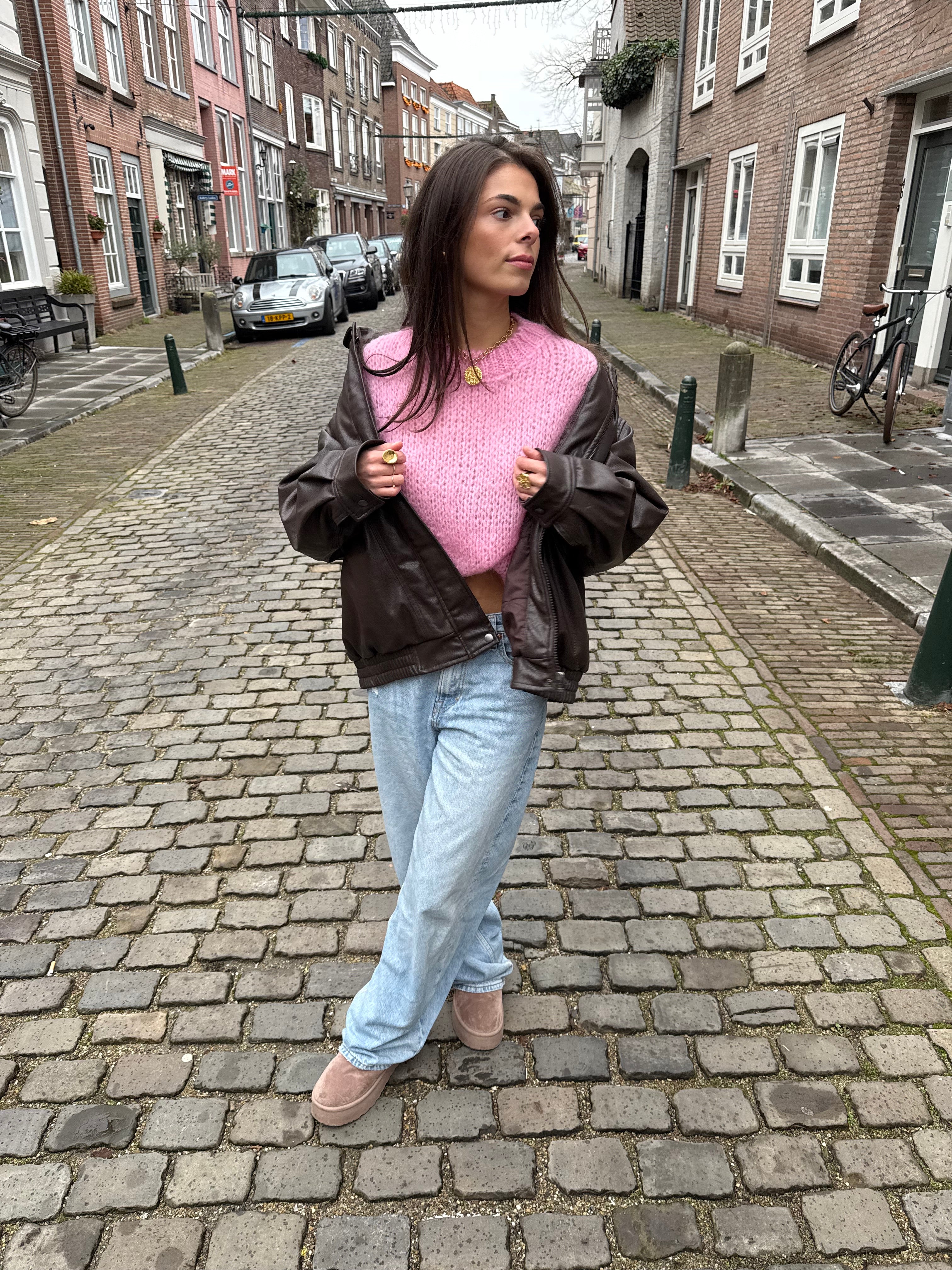 Lichtroze Mohair top kopen | Gebreide lichtroze trui kopen | Dameskleding kopen online | BY BLOOM