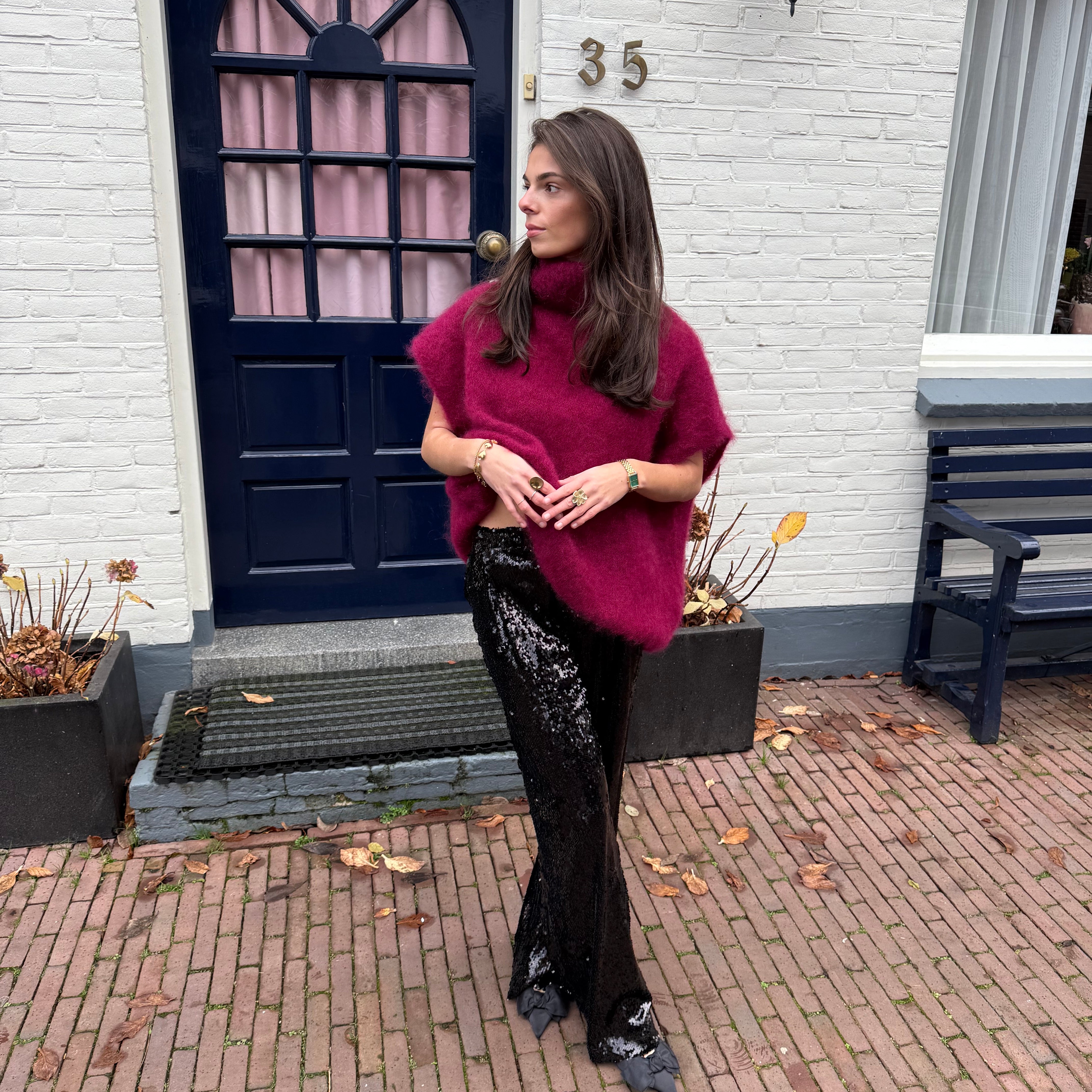 Zwarte pailletten broek | Pantalon met pailletten kopen online | BY BLOOM