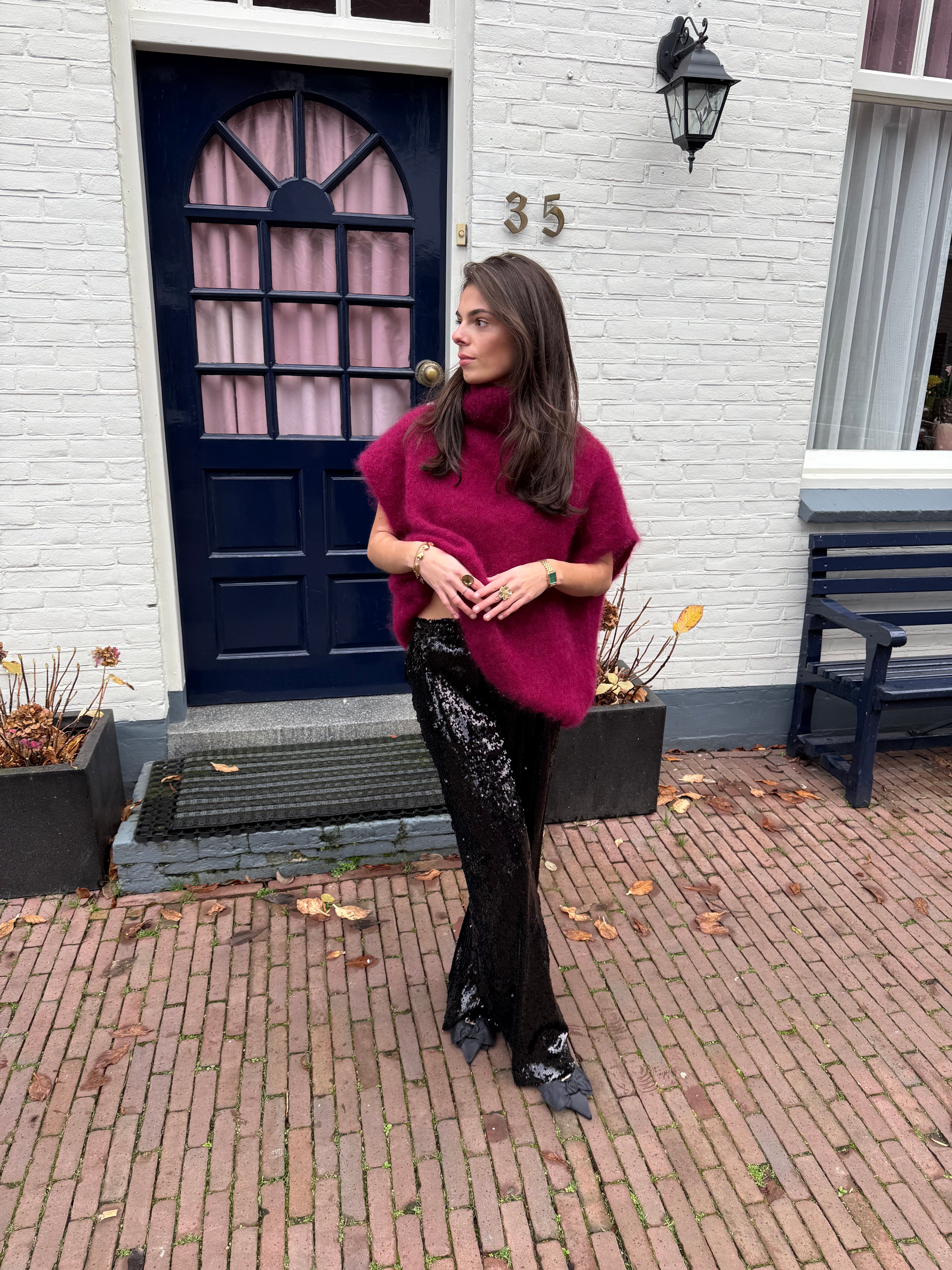 Zwarte pailletten broek | Pantalon met pailletten kopen online | BY BLOOM