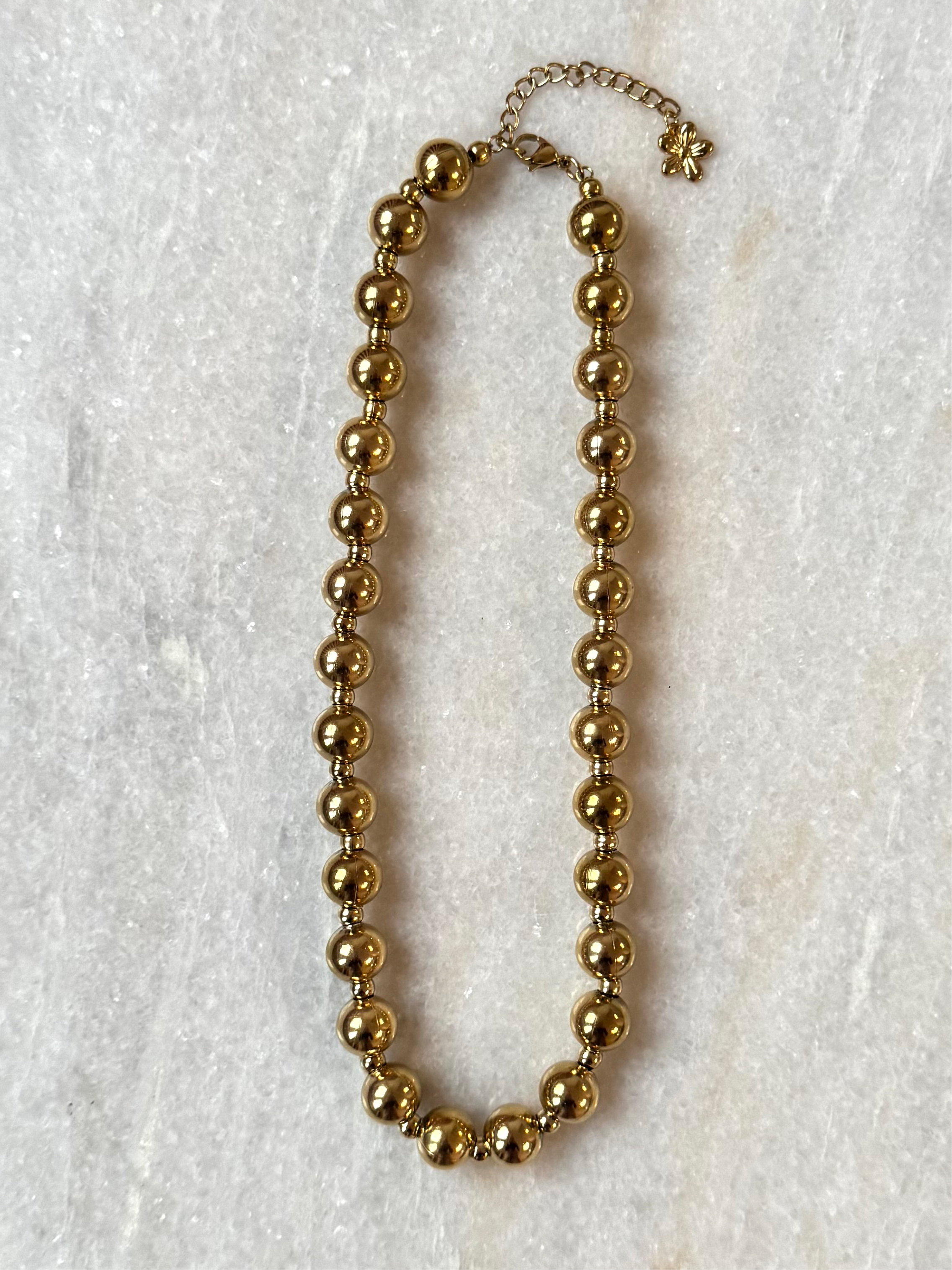 Gouden bollen ketting | Stainless Steel Ketting | BY BLOOM