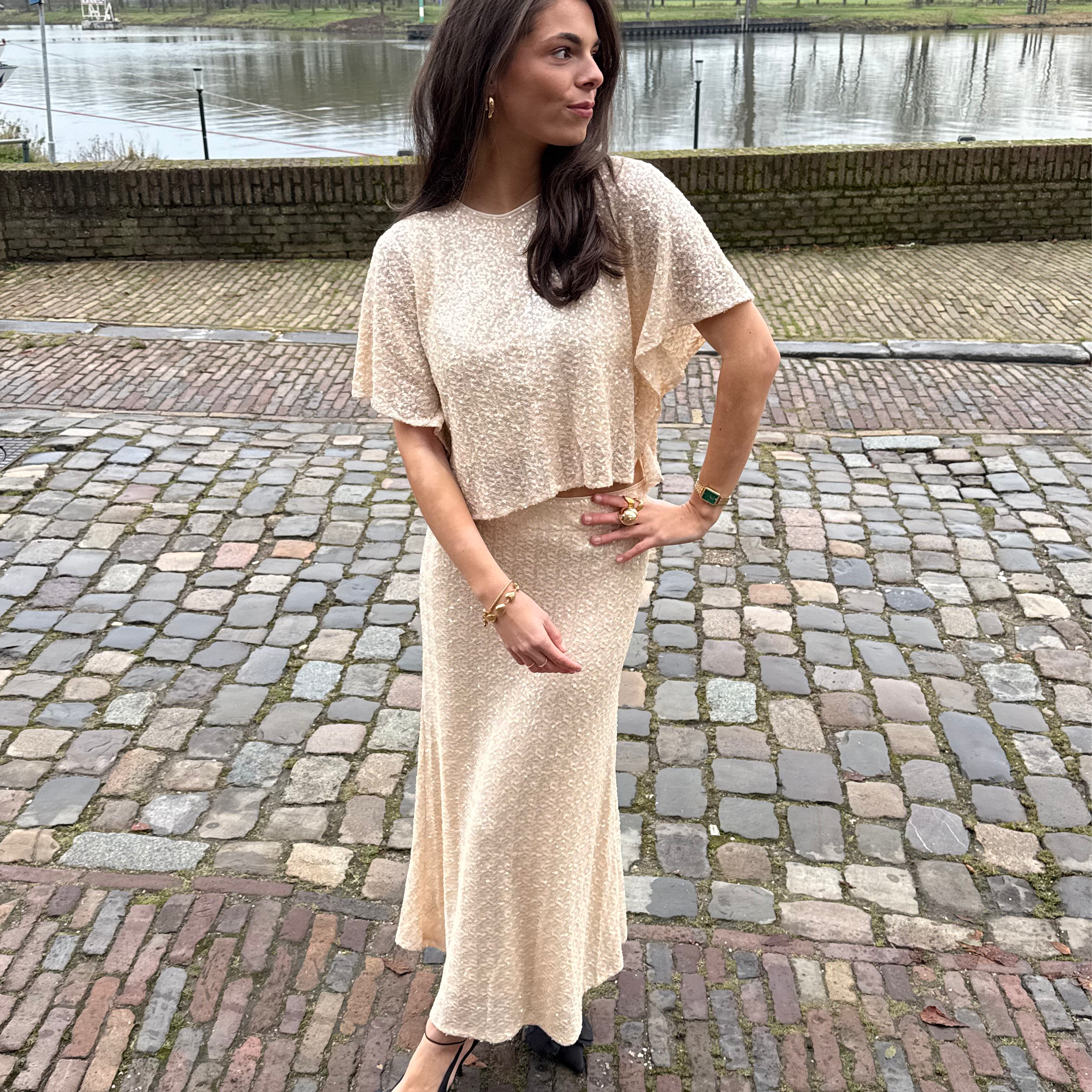 Pailletten rok met top | BY BLOOM dames kleding | Kleding set met pailletten | Kleding kopen online
