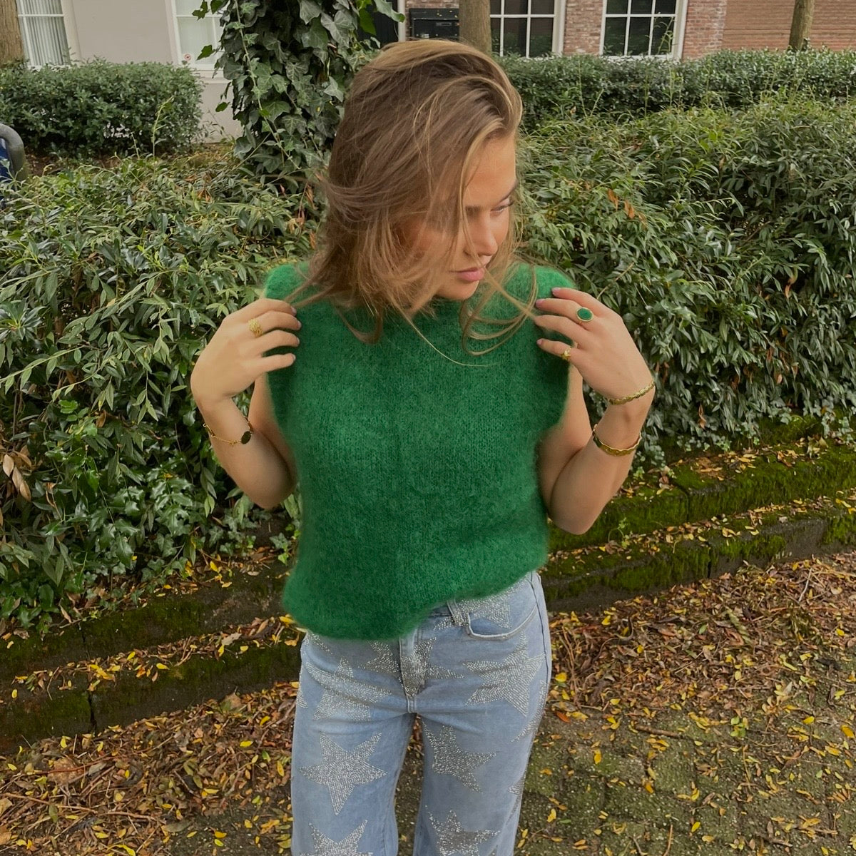 Groene mohair spencer | Dameskleding kopen online | Mohair top voor dames | BY BLOOM