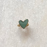 Gouden ring met hartje en natuursteen | Stainless teel ring kopen online | BY BLOOM sieraden