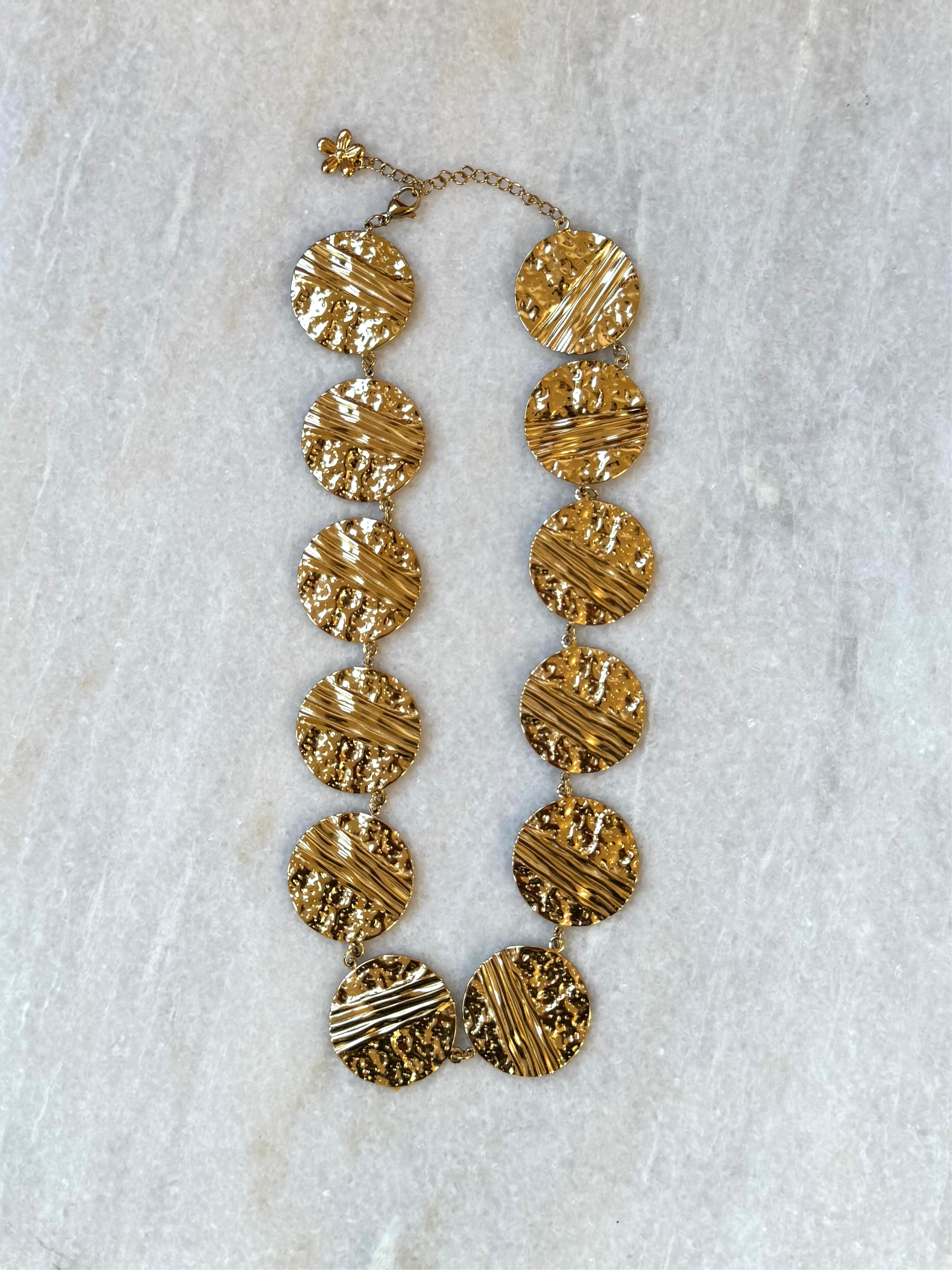 Statement ketting met munten | Roestvrijstalen munt ketting | Gouden ketting
