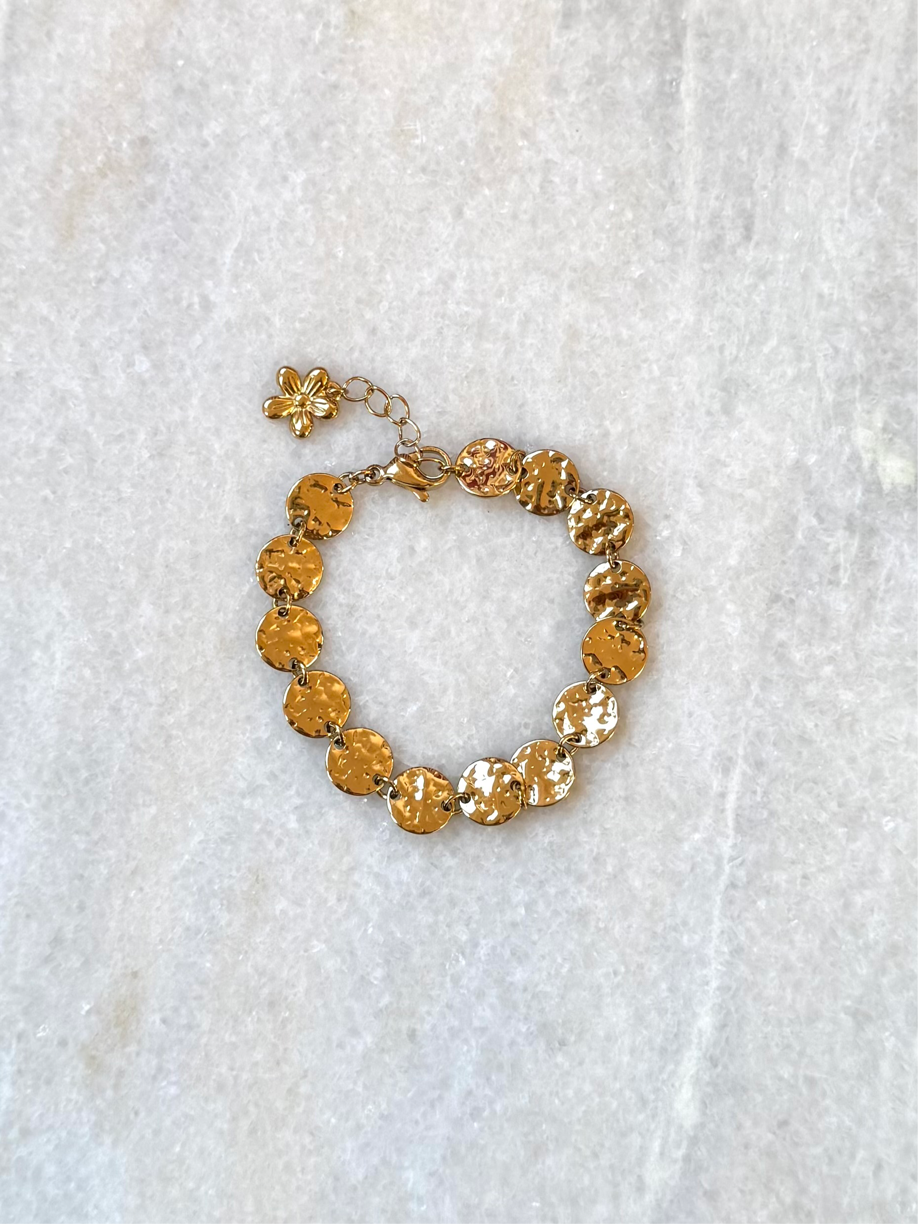 Gouden armband met muntjes | Muntjes armband stainless steel | Roestvrijstalen armband met cirkels