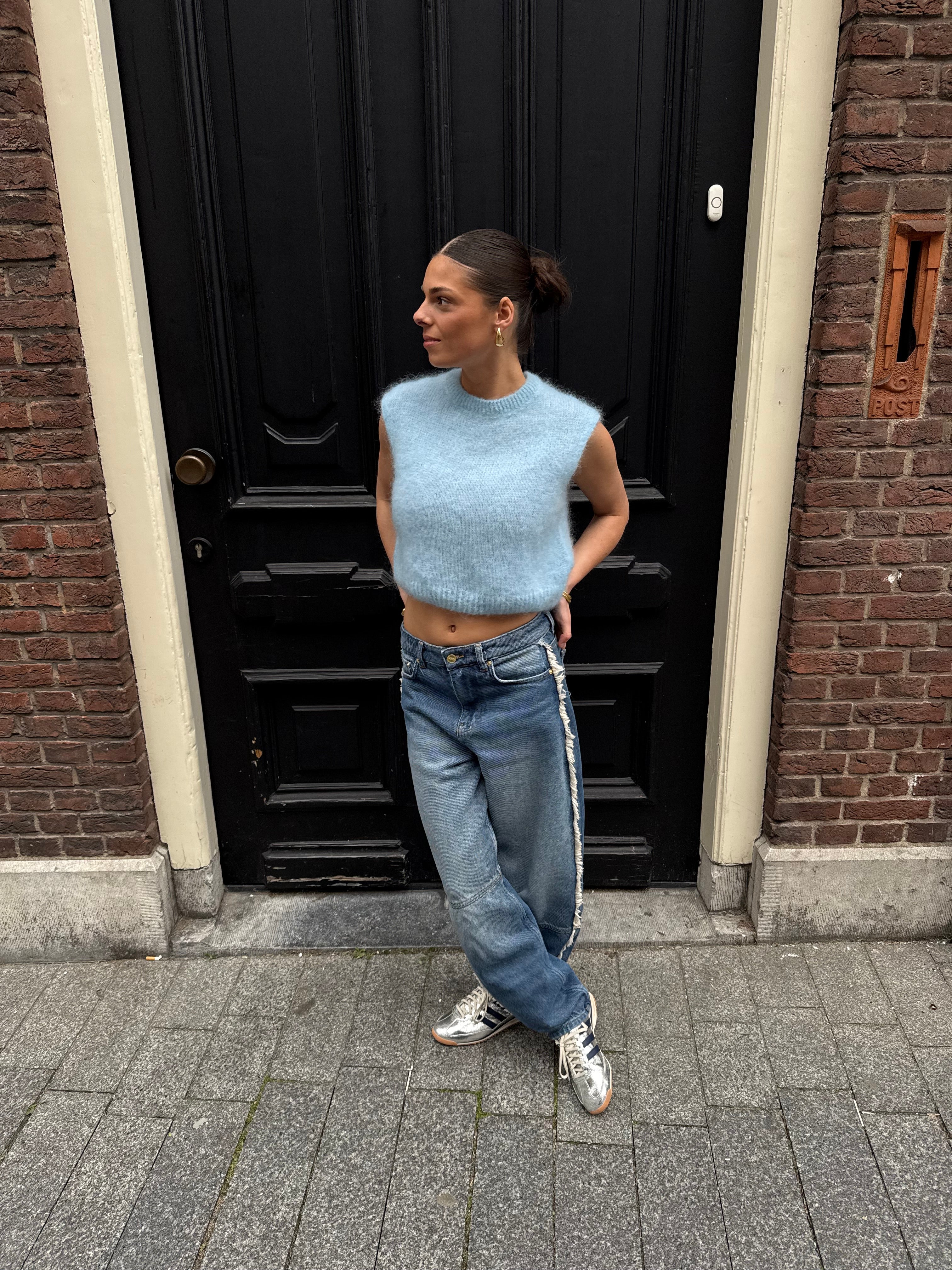 Lichtblauwe mohair spencer | Gebreide spencer