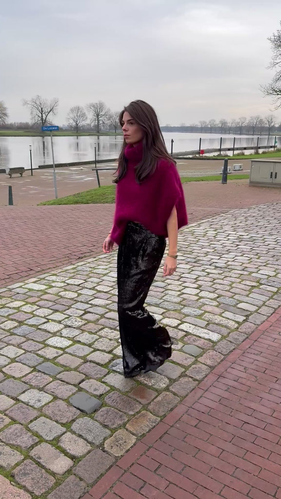 Pailletten broek zwart | Feestelijke broek kopen online | BY BLOOM
